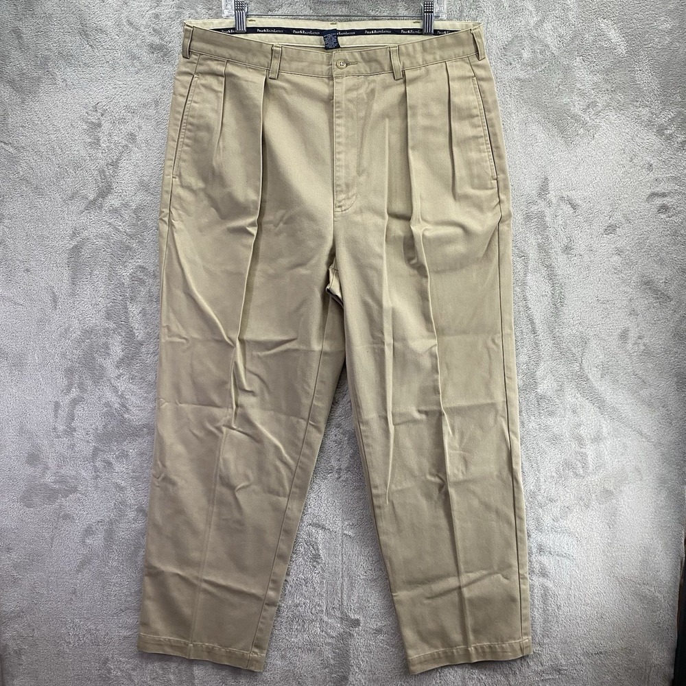 Vintage Polo Ralph Lauren Andrew Pant 38x30 Beige Pleated Chino Preppy Classic
